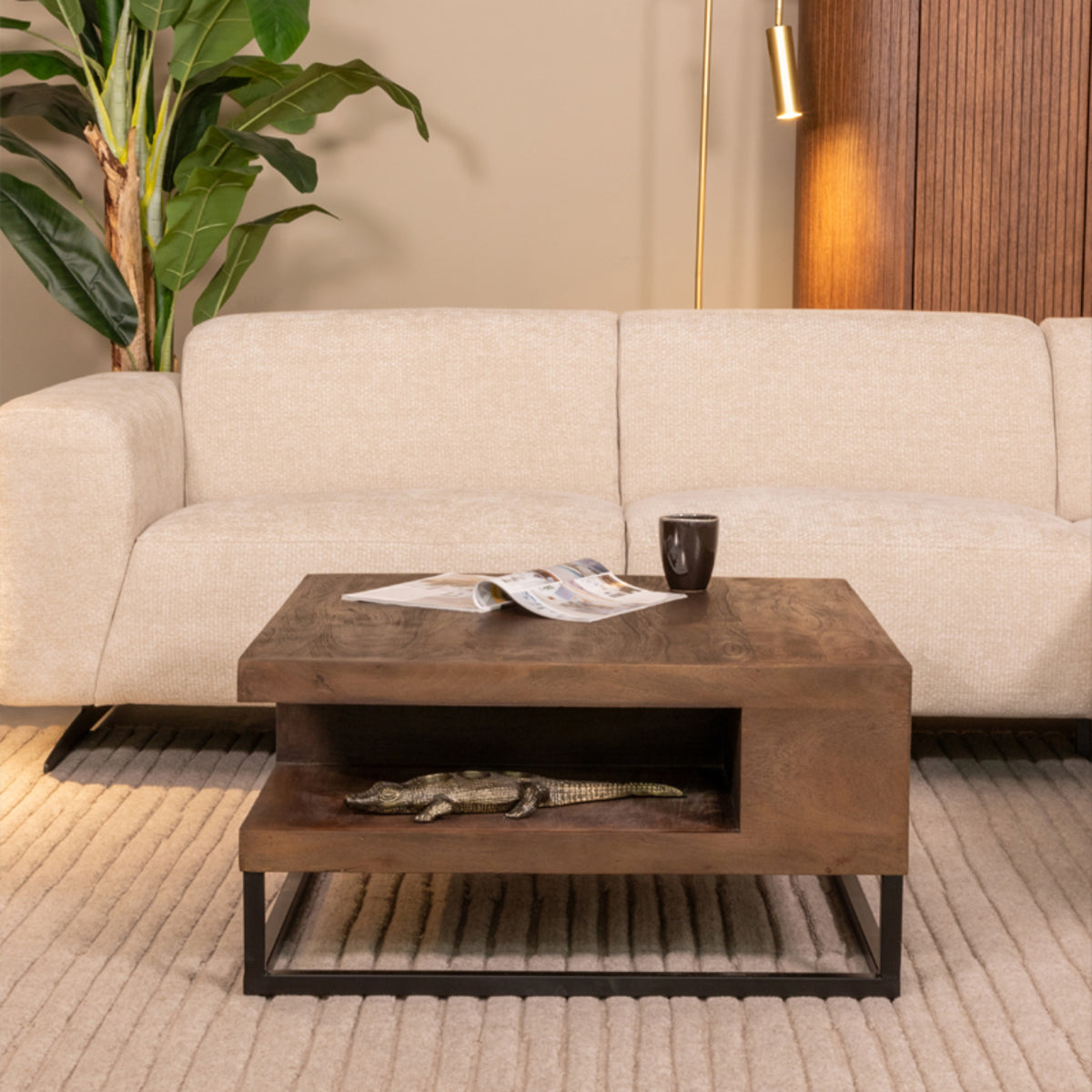 LABEL51 Salontafel Cube – Robuust Mangohout – 80 cm